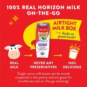 Horizon Organic non-refrigerated vanilla milk box for camping and travel