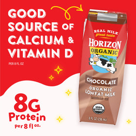 Horizon Organic UHT milk box stays shelf-stable for busy mornings.