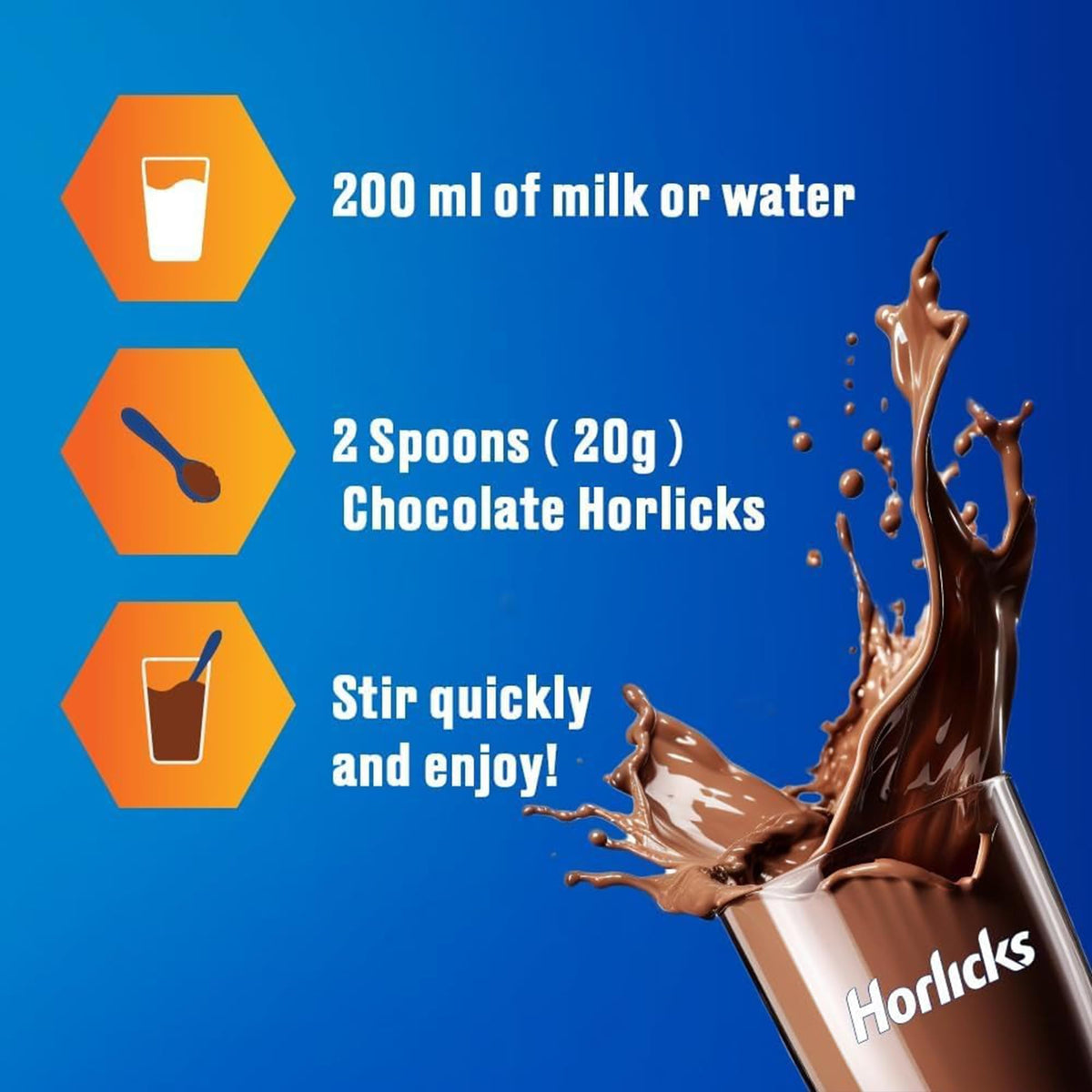Horlicks Chocolate Malt Powder label, UK-made recipe you can trust.