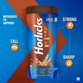 Horlicks Chocolate Malt Powder scoop, easy to blend into milk.