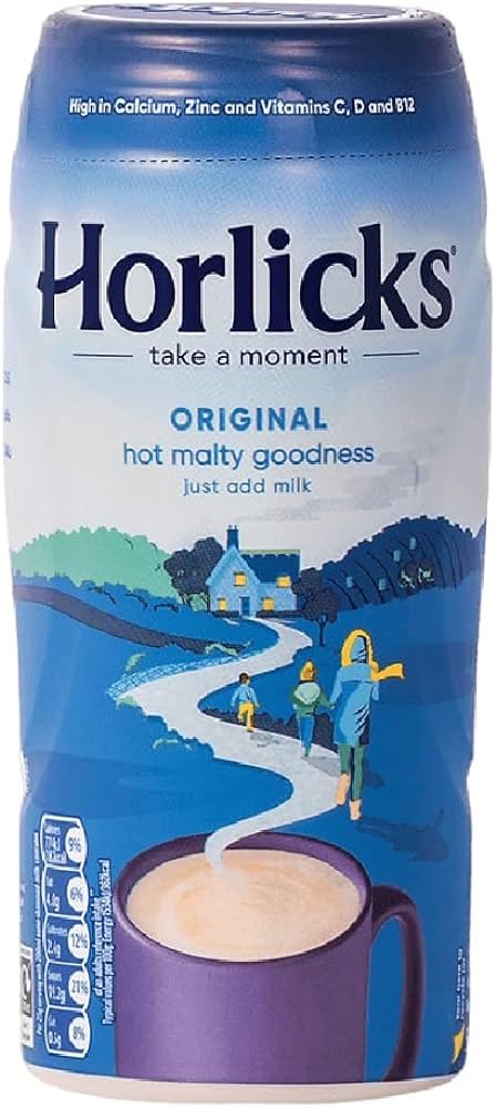 Horlicks Original malt beverage pack front view showing four 400g jars for convenient storage