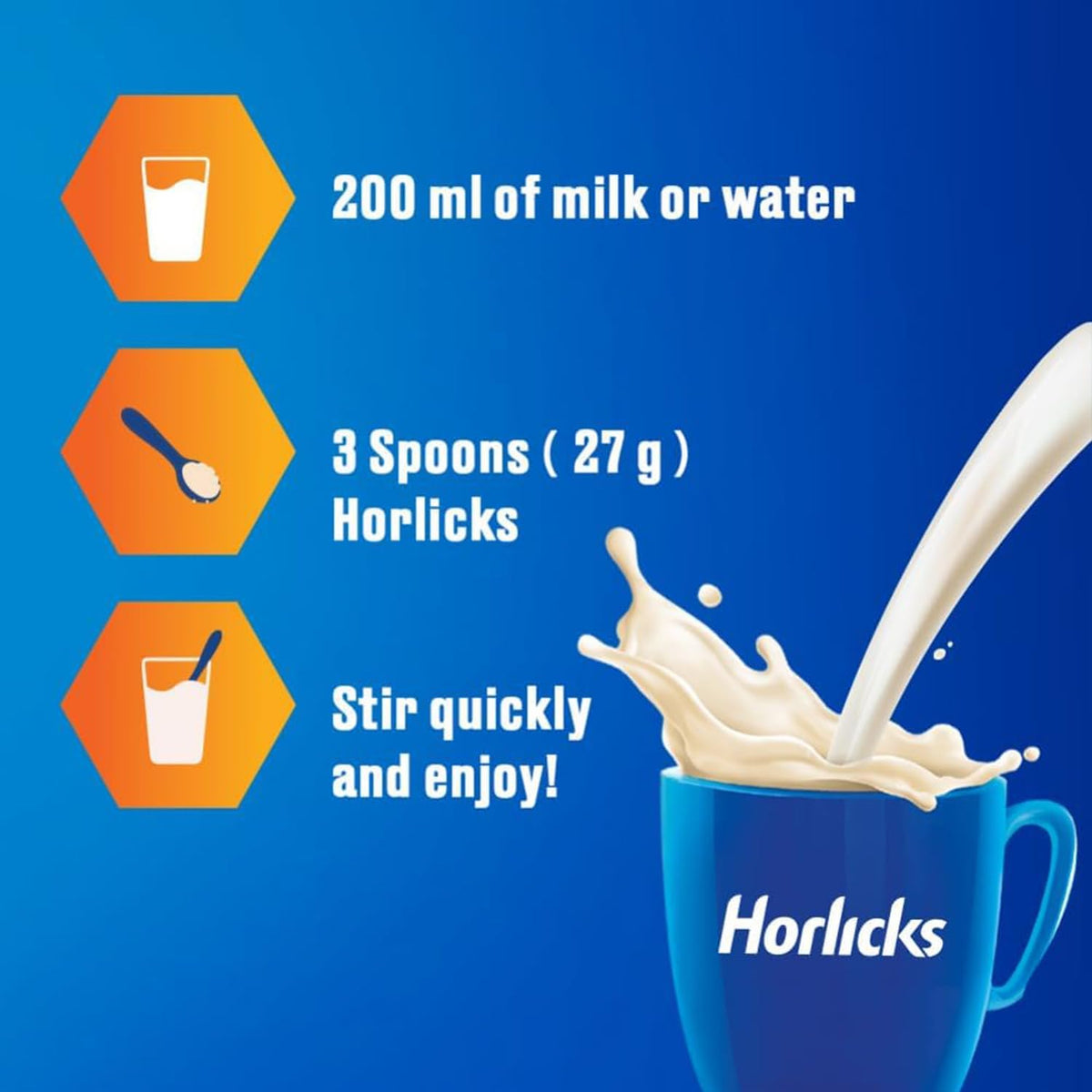 Horlicks Original Malt Plain being whisked into hot milk for a comforting cup.
