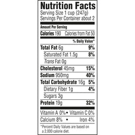 Hormel White Chicken Chili with Beans shows 19g protein per serving for quick meals.