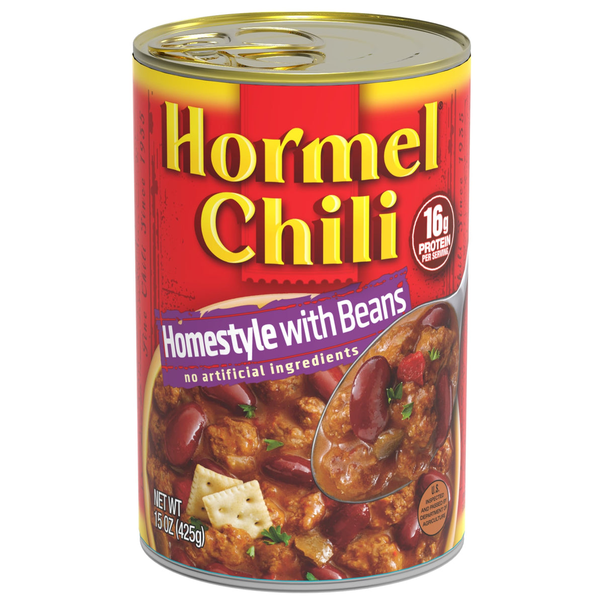 Hormel Chili Homestyle Beans Can for quick meals and warm servings.