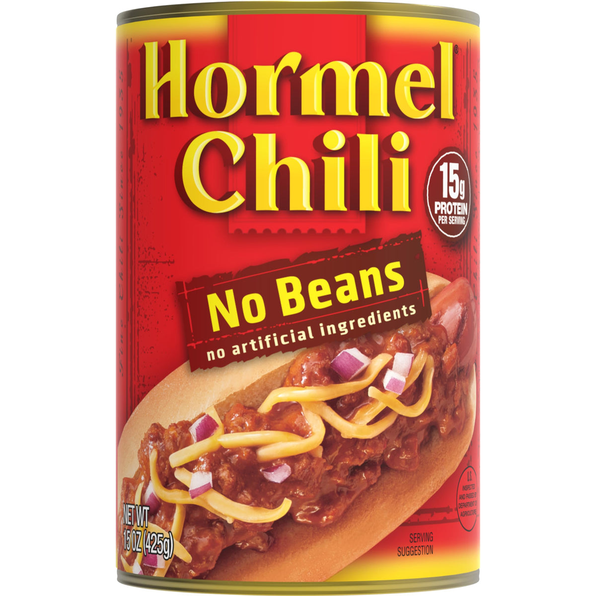 Hormel Chili No Beans 15oz can ready for quick weeknight dinners
