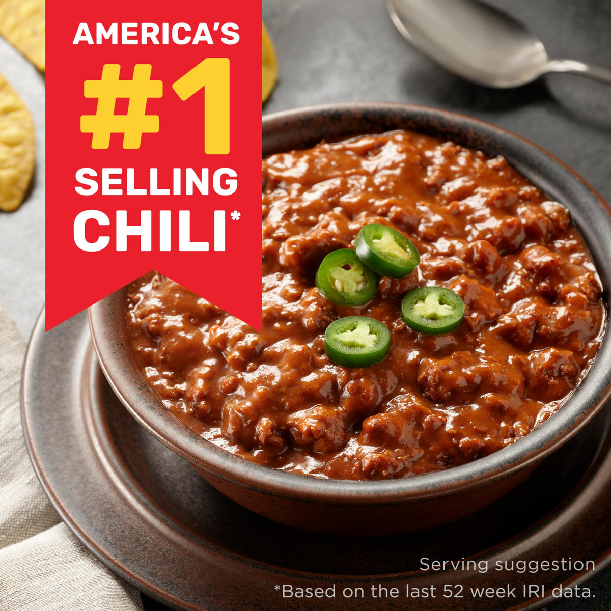 Hormel Chili No Beans can with easy-pull top for fast meal prep