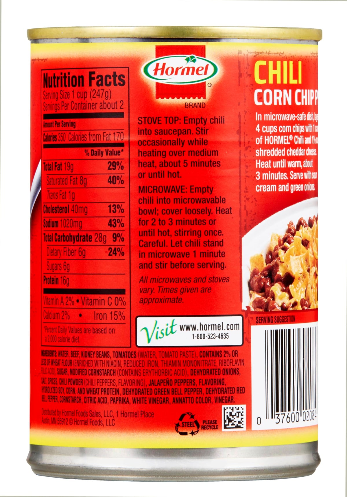 Hormel Chili serving bowl ready to enjoy as a topping or main dish.