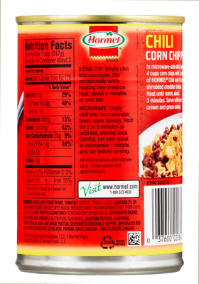 Hormel Chili serving bowl ready to enjoy as a topping or main dish.