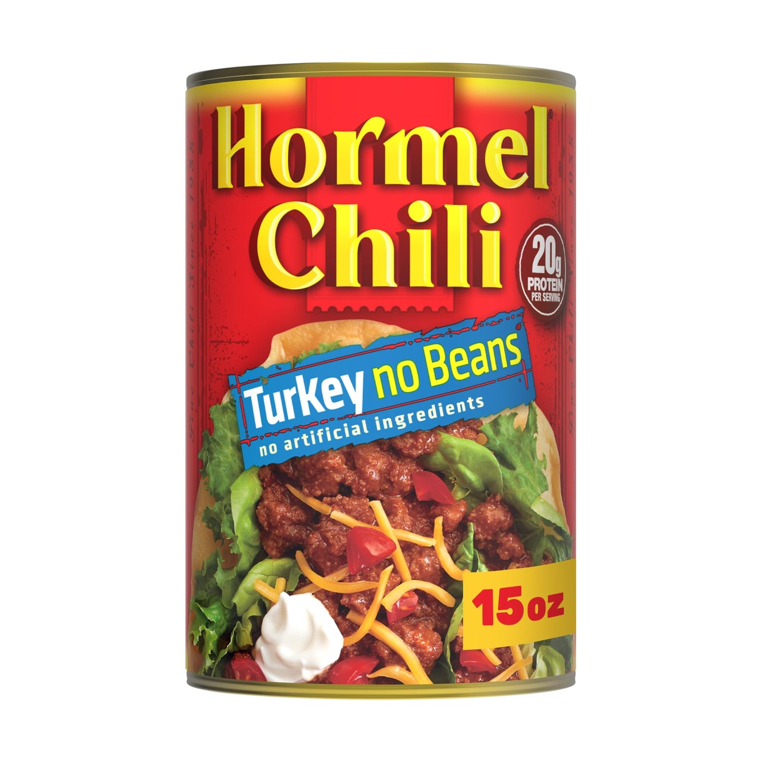 Hormel Chili Turkey No Beans on a can top for a quick, satisfying lunch.