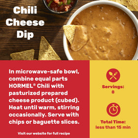 Hormel Chili Turkey No Beans poured over macaroni and cheese for a hearty twist.