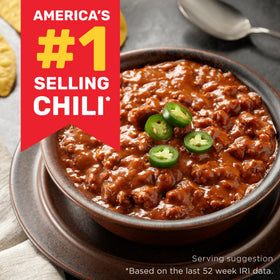 Can of Hormel Chili Turkey with Beans with an easy-pull tab for fast prep