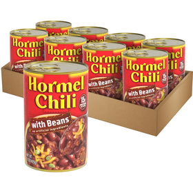 Hormel Chili with Beans 15 oz can top view for quick meals