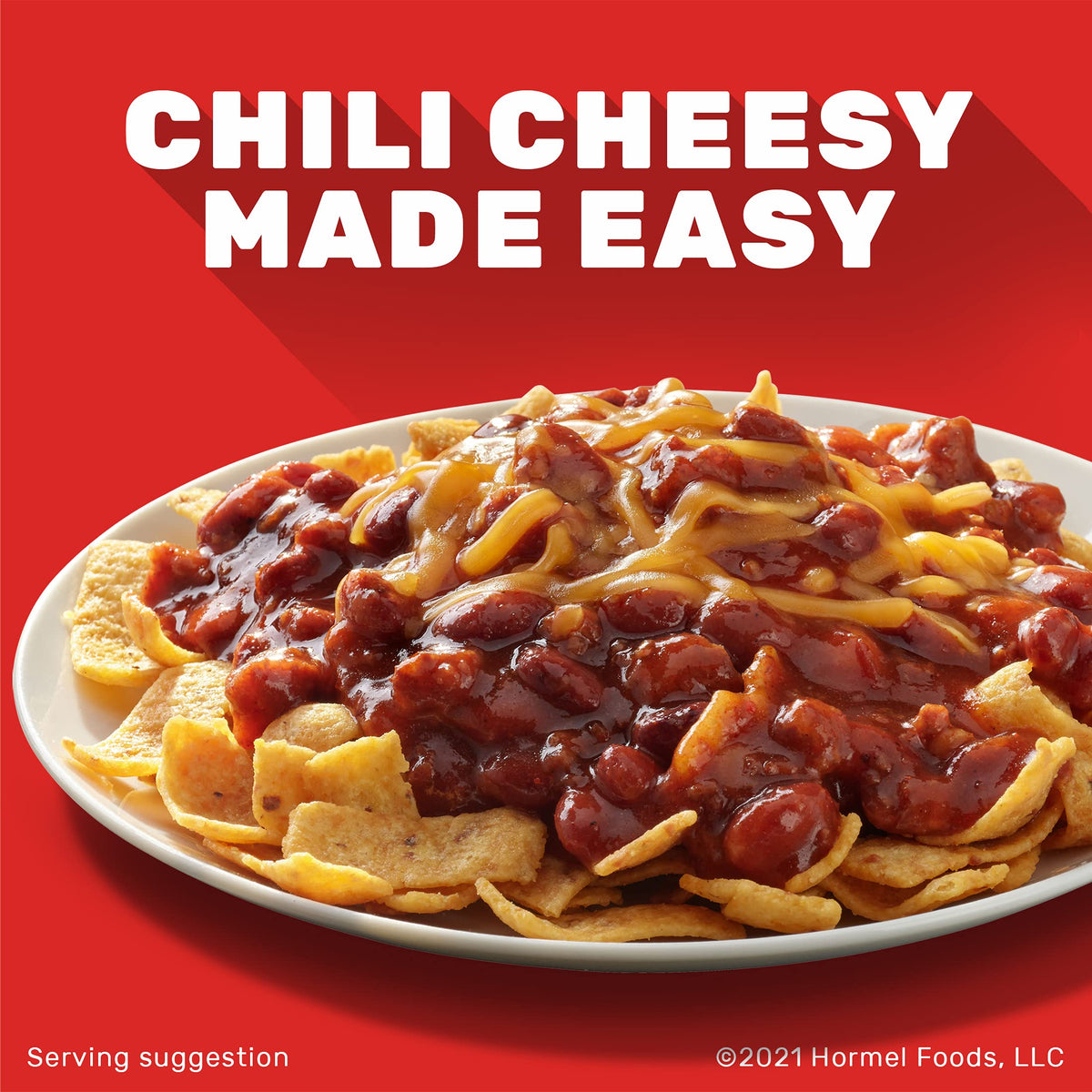 Hormel Chili with Beans casseroles dish ready for family dinner