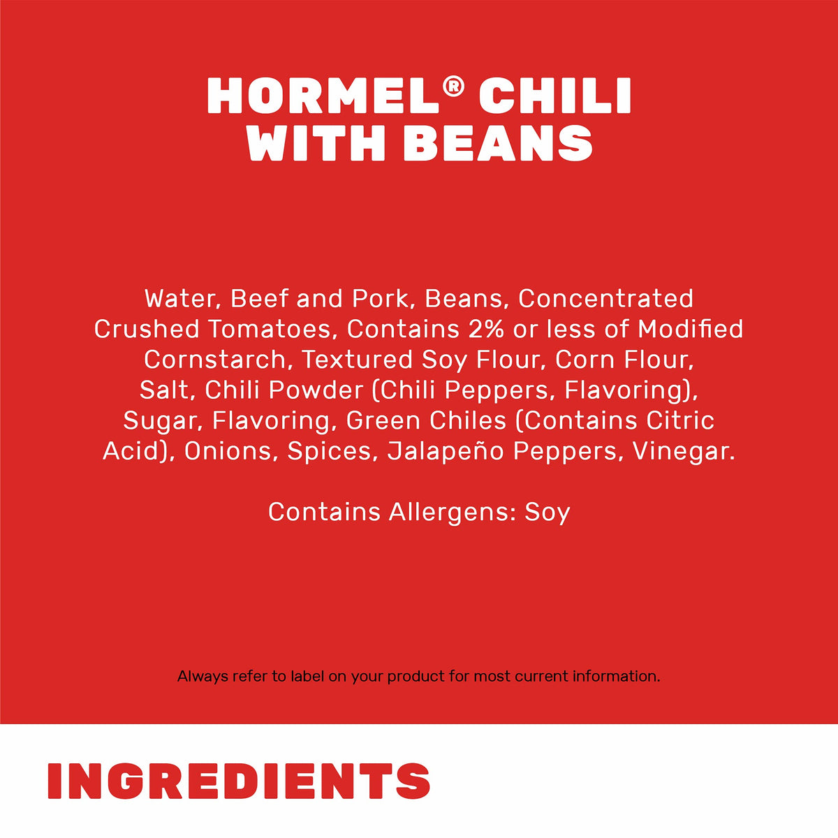 Hormel Chili with Beans topping hot dogs for a bold meal