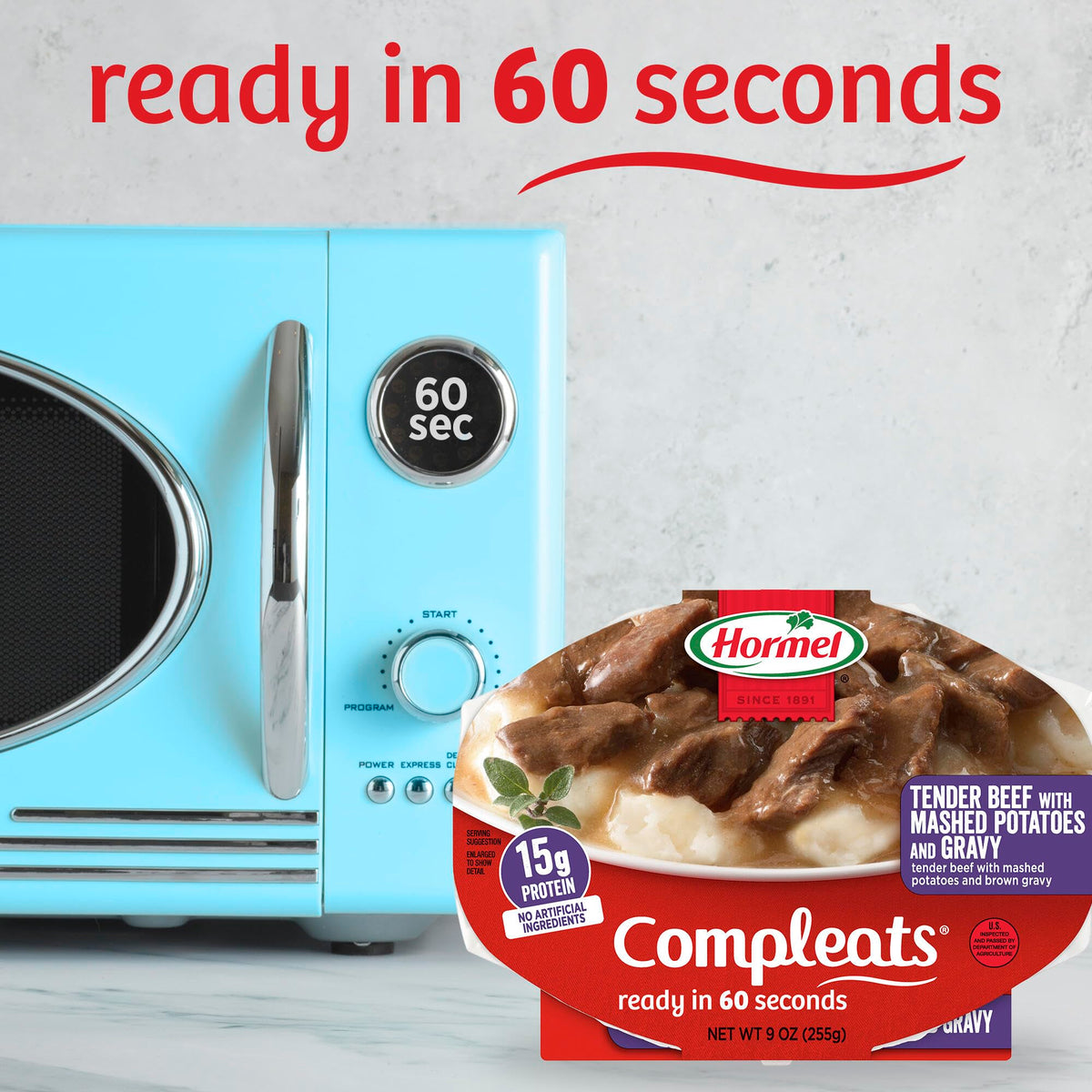 Hormel Compleats beef with mashed potatoes portion for a hearty meal