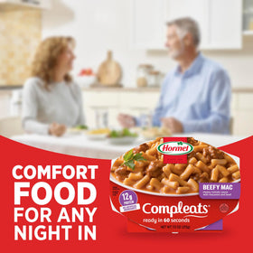 HORMEL COMPLEATS Beefy Mac & Cheese tray ingredients details.