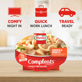 HORMEL COMPLEATS Chicken and Noodles tray with spoon for easy serving