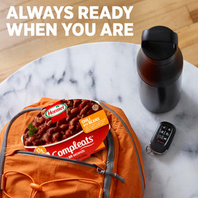 HORMEL COMPLEATS chili with beans pantry-storage setup for easy access.