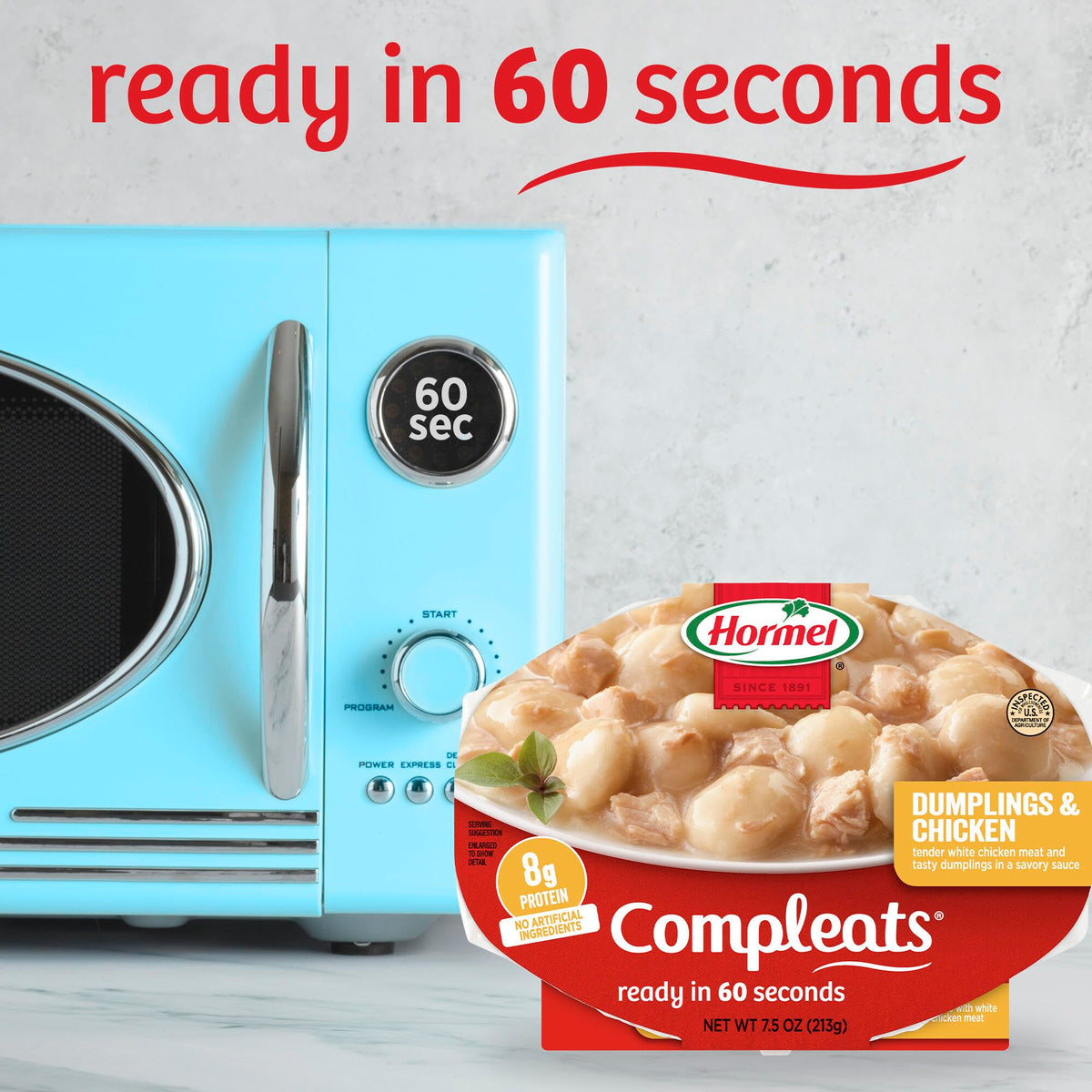 Microwavable Hormel Compleats Dumplings & Chicken bowl, quick dinner