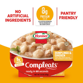 Aromatic steam rising from Hormel Compleats Dumplings & Chicken bowl