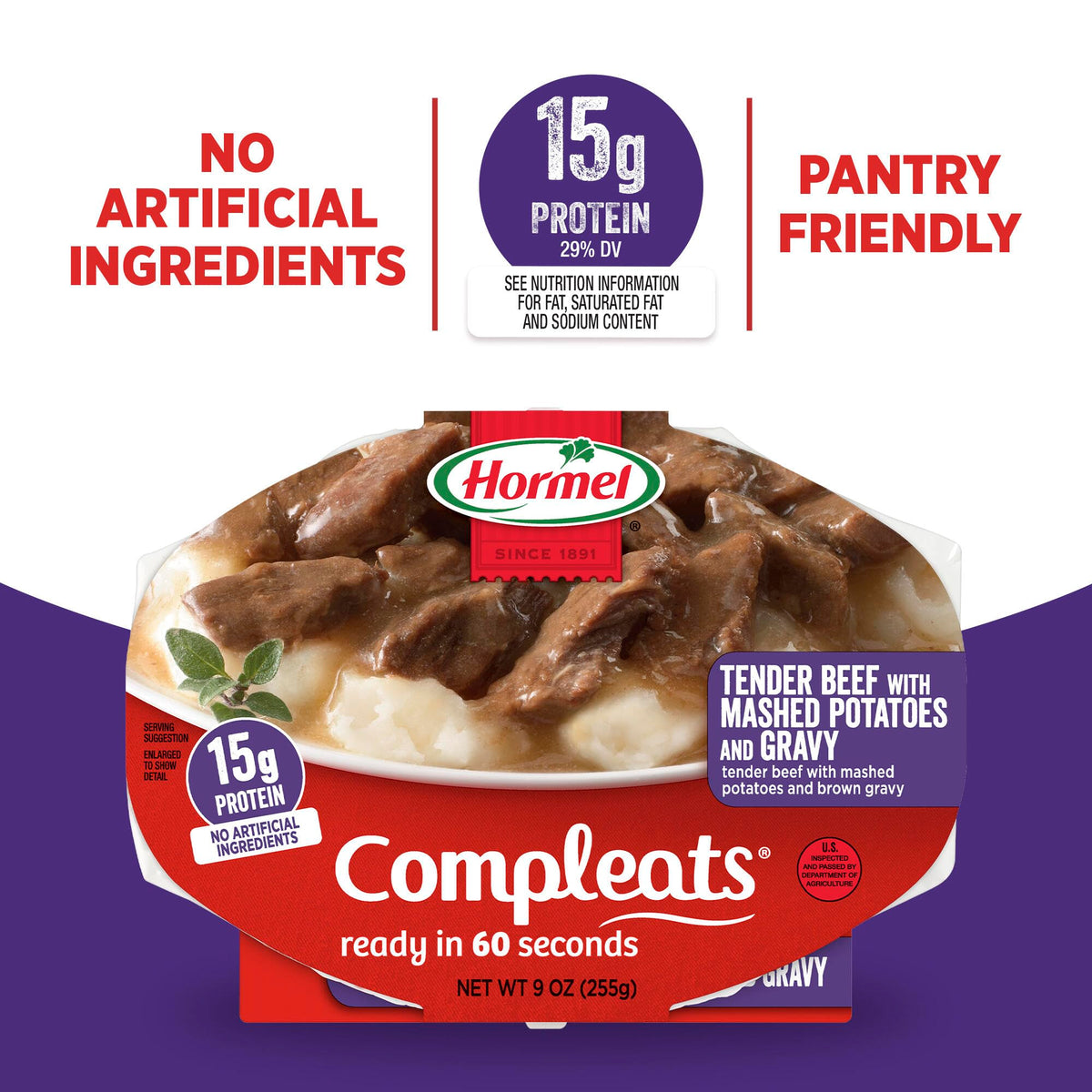 Hormel Compleats heat-and-serve scene highlighting convenience