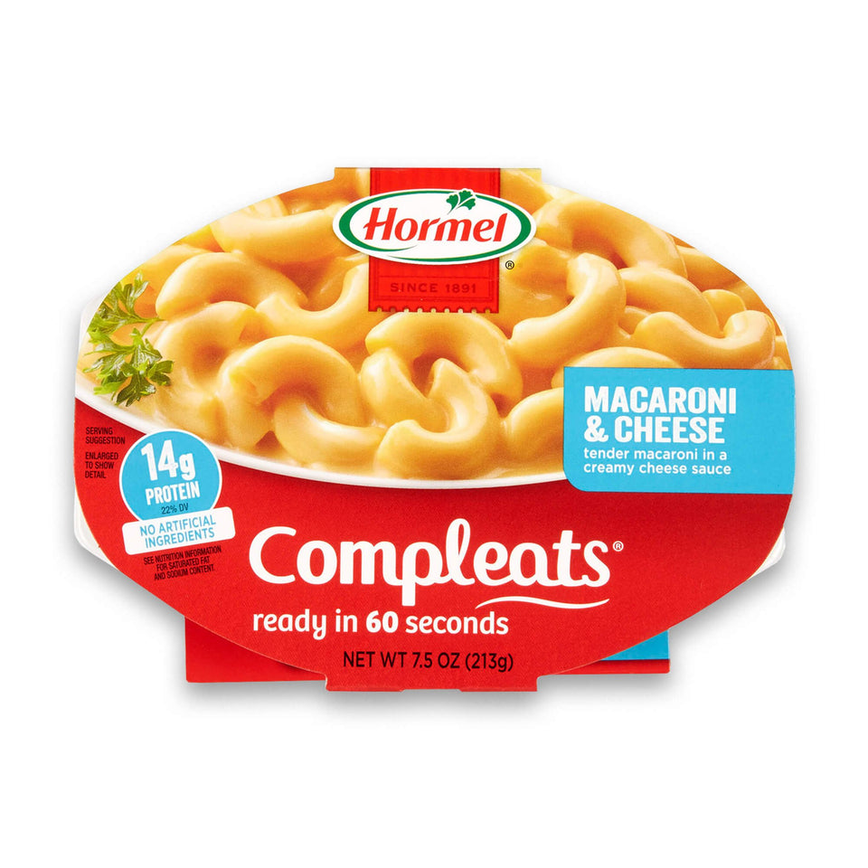 HORMEL COMPLEATS macaroni cheese microwave tray ready-to-eat with creamy sauce