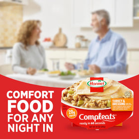 Hormel Compleats no-prep dinner option with turkey, dressing, and gravy.