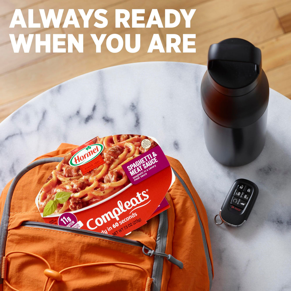 Hormel Compleats microwaveable tray packaging box for easy choice.
