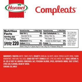 Hormel Compleats nutrition info showing 11 g protein per serving.