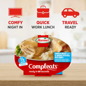 HORMEL COMPLEATS ready-in-60-seconds tray, ideal for busy days.