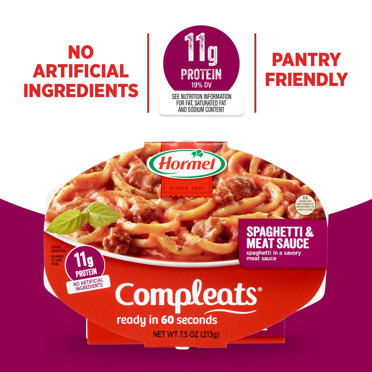 Hormel Compleats ready-to-serve meal on plate.