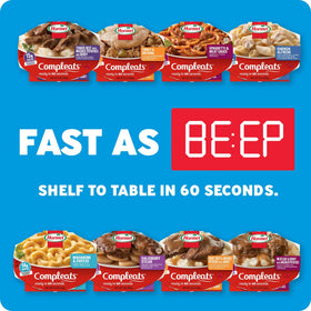 Shelf-ready packaging on pantry shelf, ideal for desk lunches.