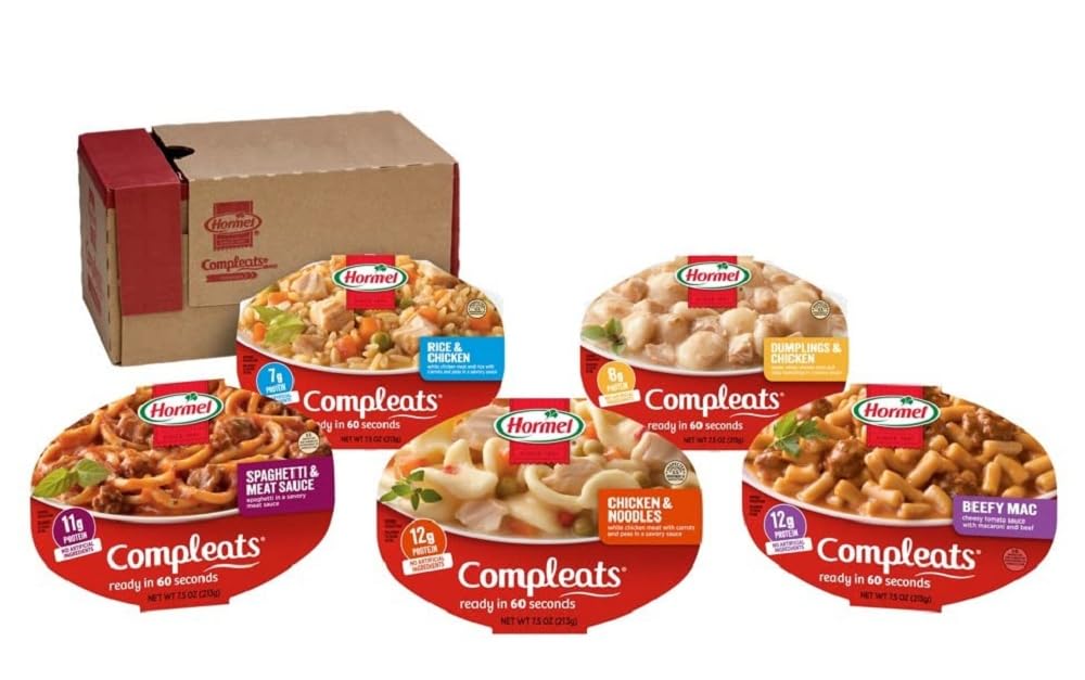 HORMEL COMPLEATS variety-pack display, pantry-ready lunch or dinner option