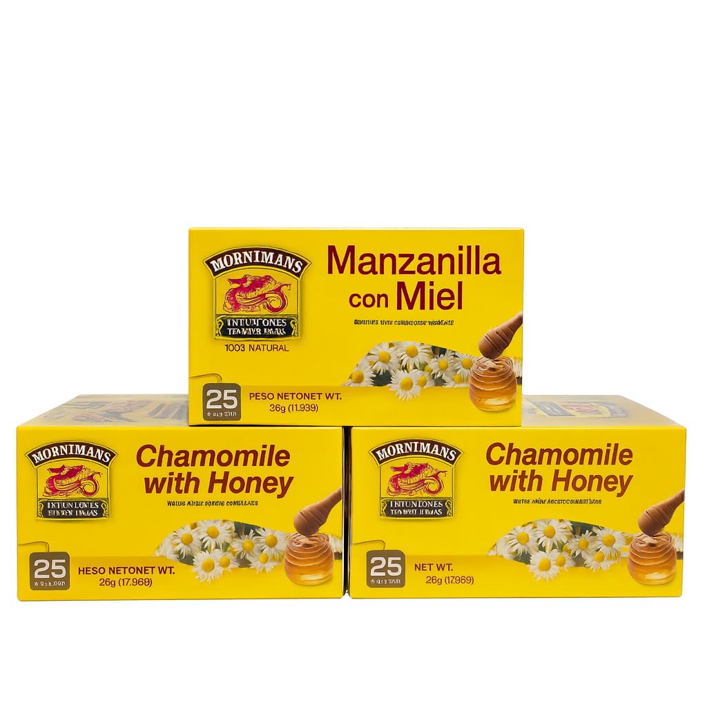 Hornimans Chamomile Honey tea bags in a 3-pack deliver a soothing, caffeine-free moment.