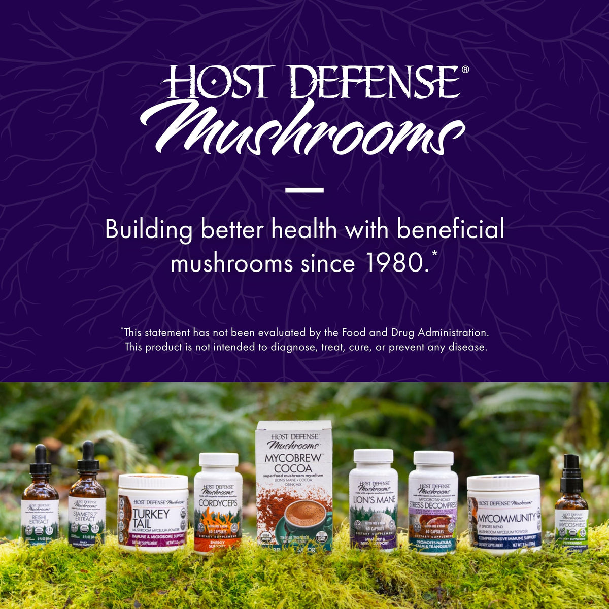 Host Defense MycoBrew Cocoa uses organic ingredients for a pure taste