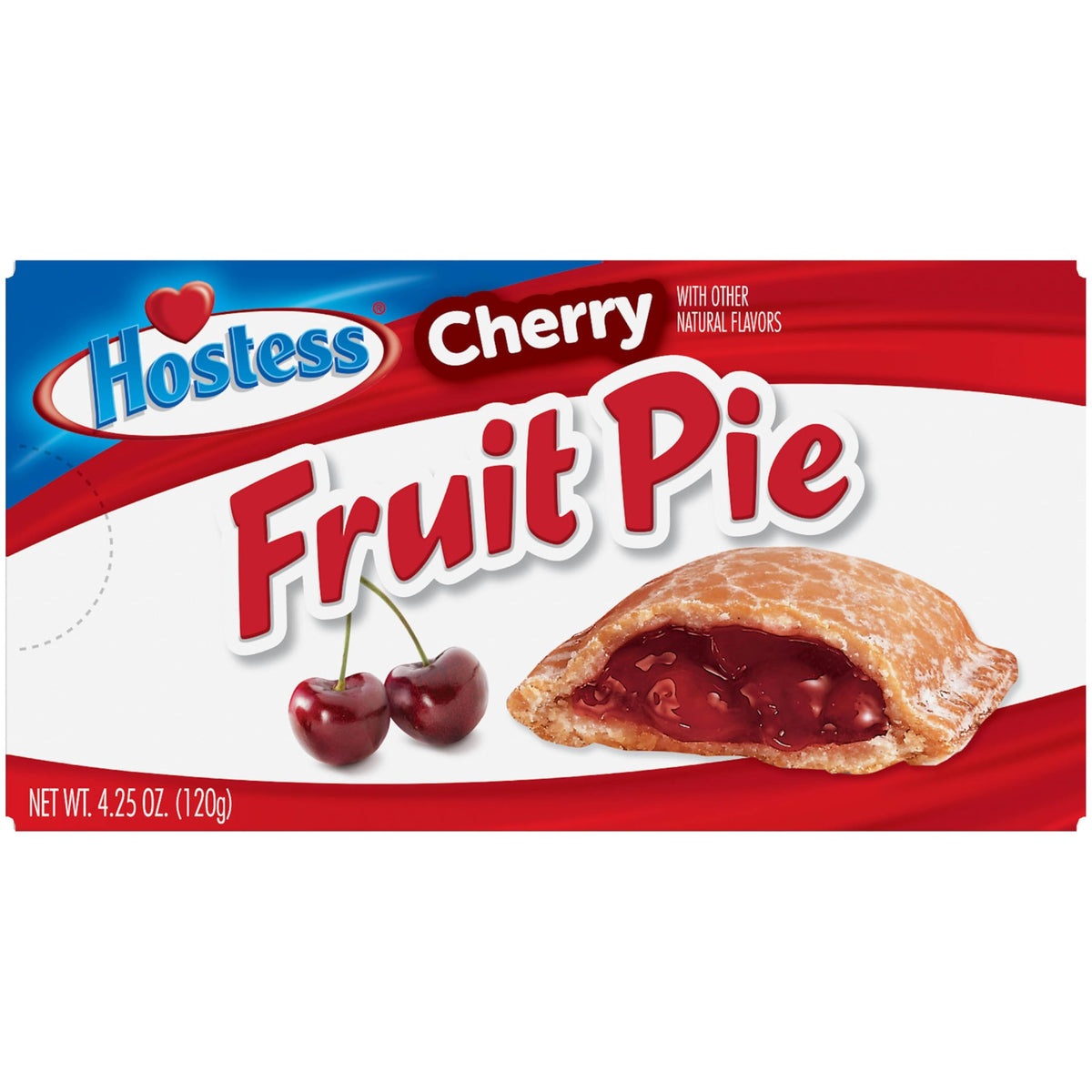 Rich cherry filling visible in a Hostess pie for a fruity bite.