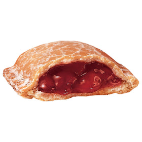 Close-up of flaky crust and vibrant cherry filling in a Hostess pie.