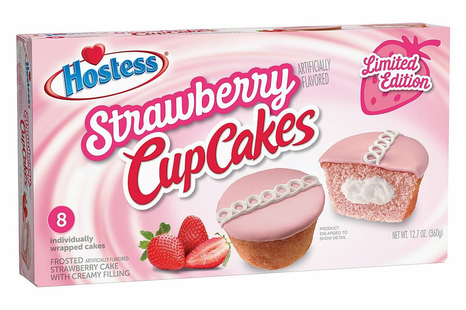 Hostess CupCakes Strawberry 8-count package, convenient on-the-go snack
