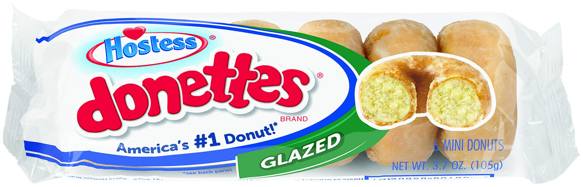 Hostess Donettes glazed mini donuts close-up with glossy glaze, a tempting bite.