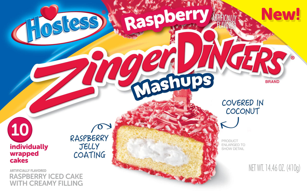 Hostess Mashups Raspberry ZingerDingers 14oz package, ideal lunchbox snack