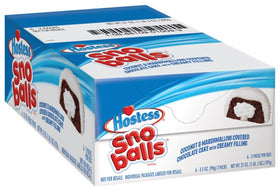 Hostess Snoballs front view six-pack, ideal for on-the-go snacking.