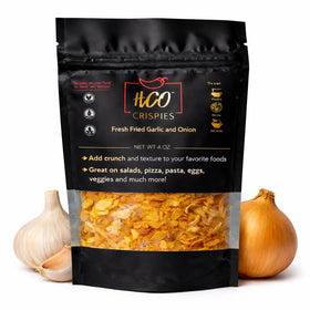 Hot Crispy Oil HCO Crispies garlic flakes add bold crunch to pizza