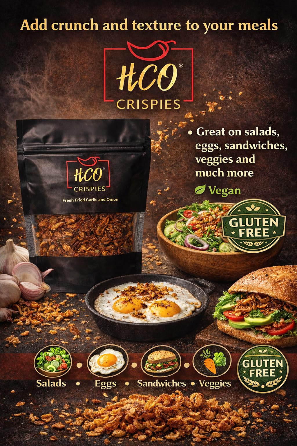 Hot Crispy Oil HCO Crispies onion flakes enrich savory pasta sauces