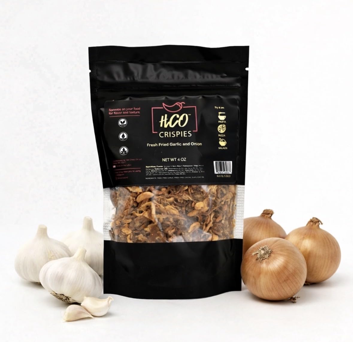 Hot Crispy Oil HCO Crispies gluten-free vegan seasoning for versatile use