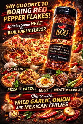Hot Crispy Oil HCO Shake crispy garlic chunks add crunchy flavor.