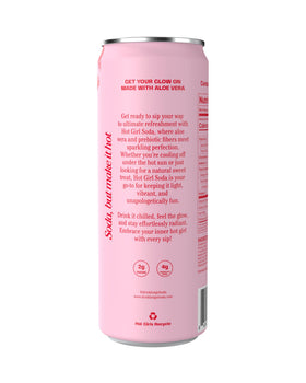 Hot Girl Soda mango dragon fruit can close-up, vibrant color ideal for gatherings.