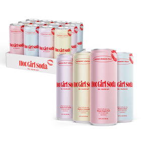 Hot Girl Soda 12-pack display for sharing at gatherings.