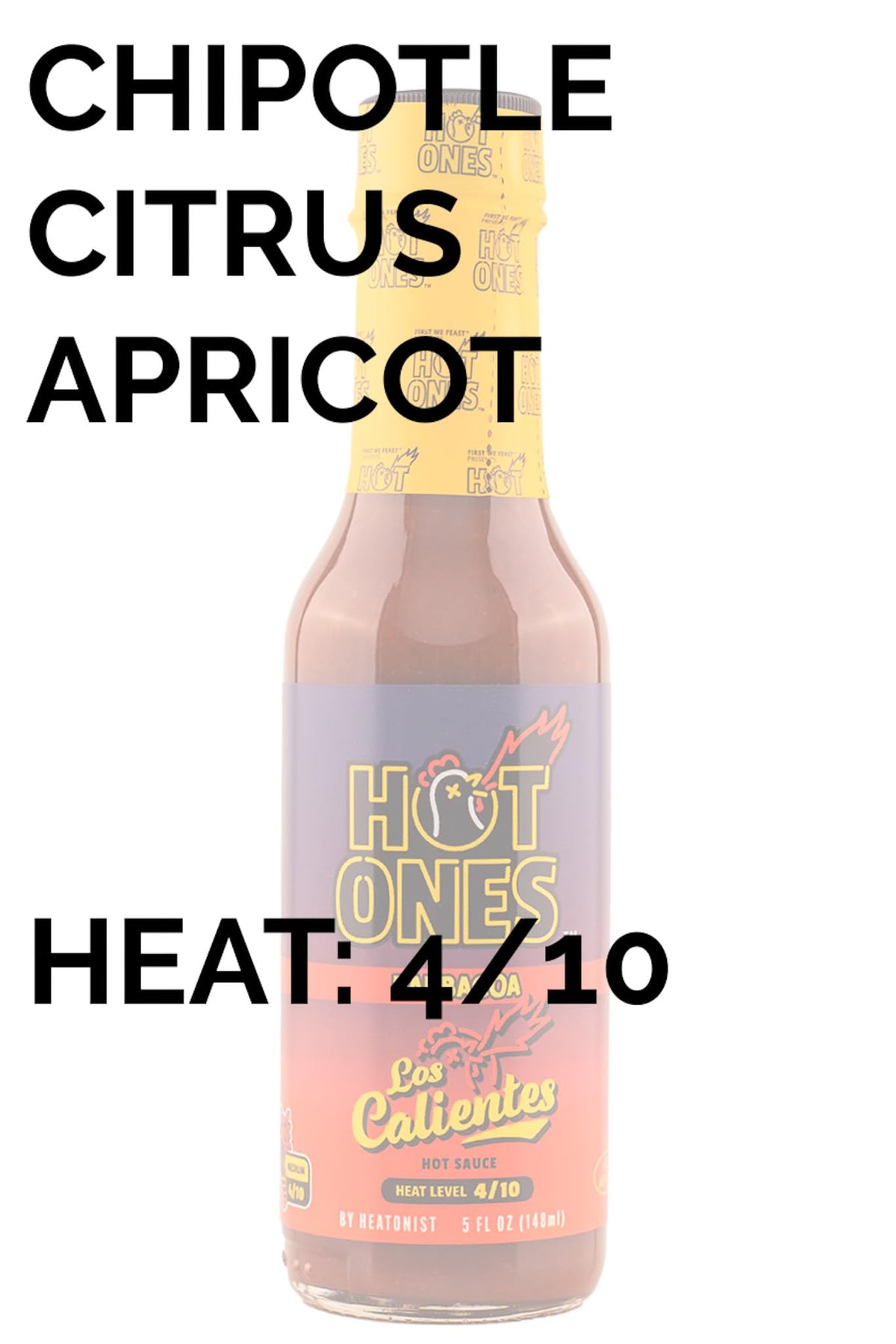 Hot Ones Los Calientes Barbacoa bottle front view, showcasing spicy, smoky flavor profile.
