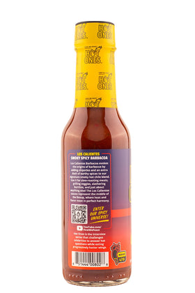 Hot Ones Los Calientes Barbacoa label close-up, emphasizing natural ingredients.