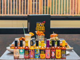 Hot Ones Crema Macha bottle pour delivers nutty creamy heat for snacks